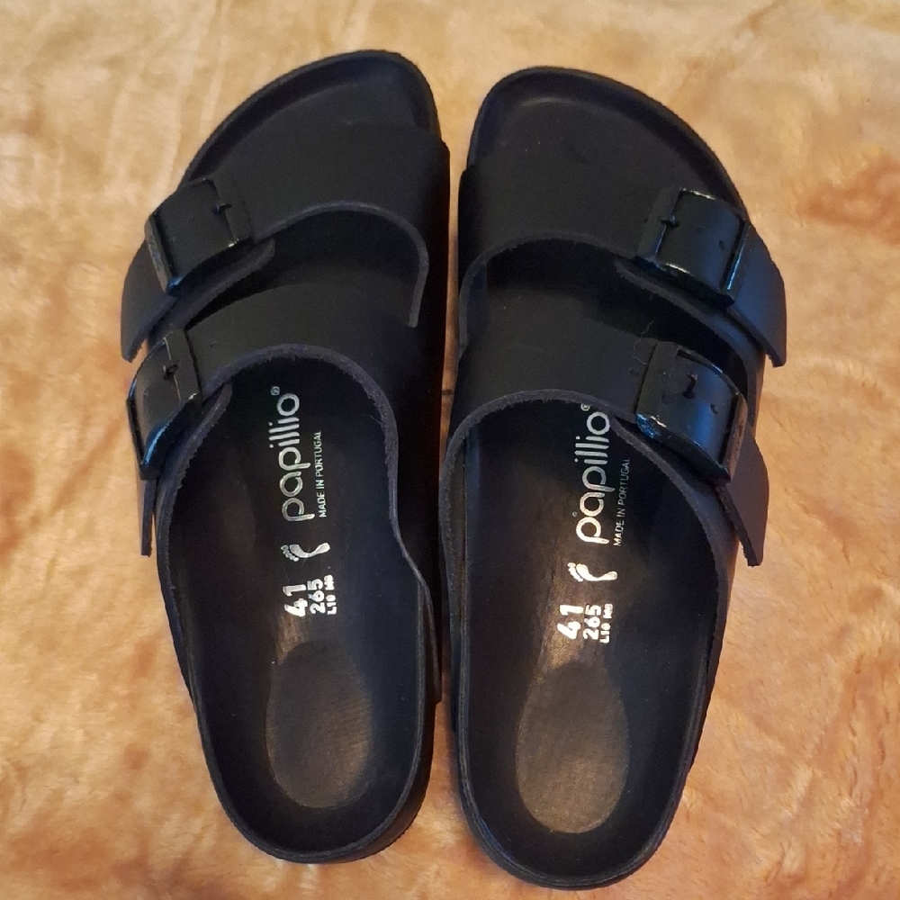 Birkenstock Black Platform Sandals with Adjustable Straps